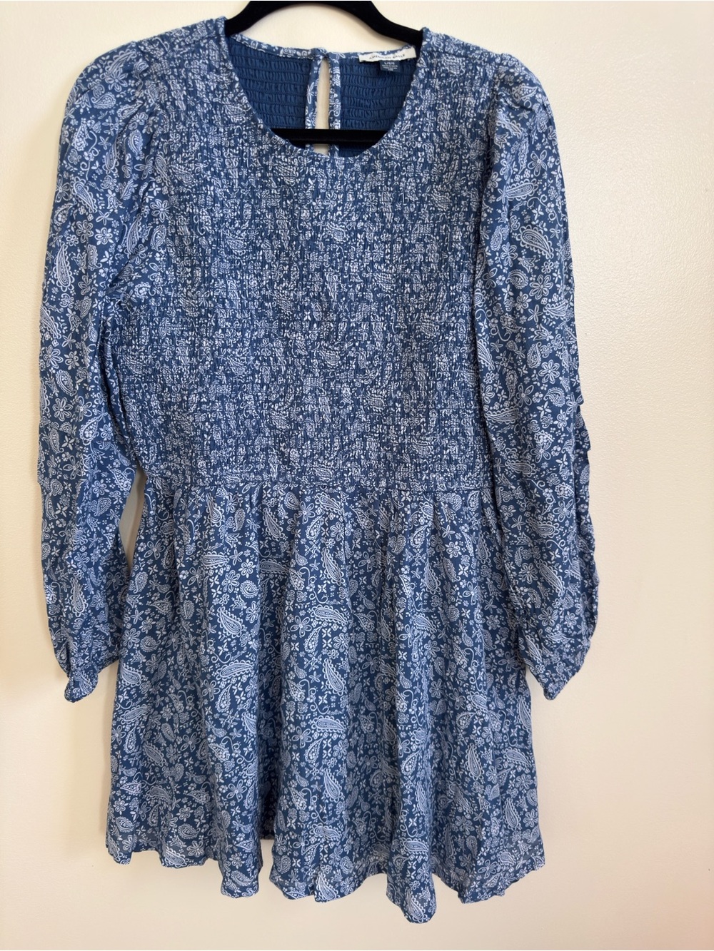 American Eagle Outfitters Blue Smocked Floral Top